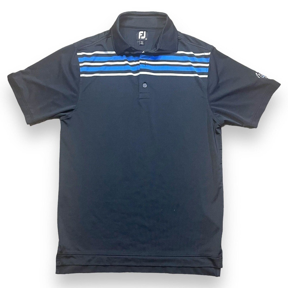 FootJoy FJ Golf Polo Lisle Stripe Collar Black Blue Grey Golf polo shirt Men S​‎